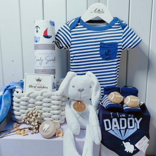 Angeliz Pa&Ma Bunny Toothbox Memory Baby Hamper Basket Gift Set Blue 8pcs - image 2