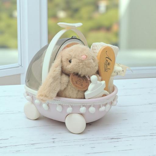 Angeliz Mini Cart Grooming Bunny Baby Hamper Gift Basket Set 9 Pcs- Pink - image 3