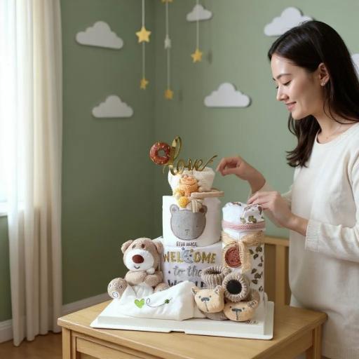 Angeliz Little Bear Blanket & Comforter Baby Hamper Cakebox Gift Set 11pcs-Neutral - image 1