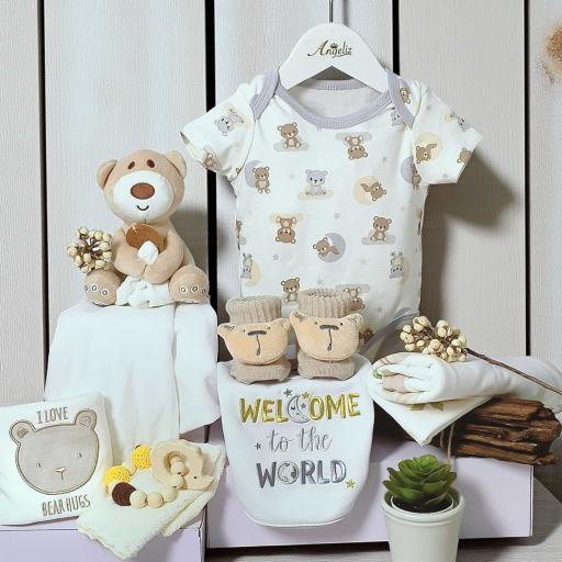 Angeliz Little Bear Blanket & Comforter Baby Hamper Cakebox Gift Set 11pcs-Neutral - image 2