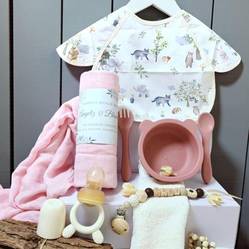 Angeliz First Meal Feeding Wooden Baby Hamper Gift Box Set 10pcs - Maroon - image 1