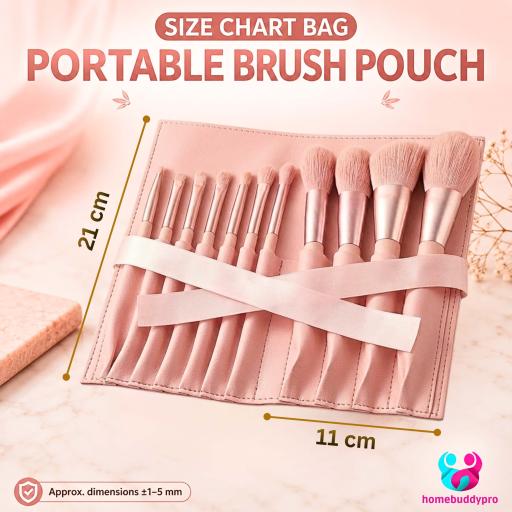 11pcs Makeup Brush Set with Pouch Bag Foundation Blush Eyeshadow Berus Solek - image 6