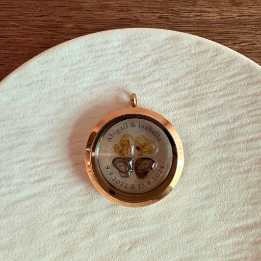 Keepsake Locket | Lucky Clover Heart Shaped Beads| Umbilical cord + Hair Curl - image 3