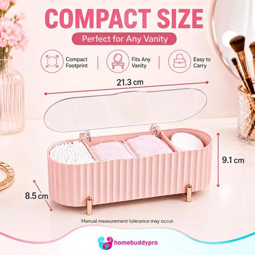 Dustproof Makeup Organizer Box with Transparent Cover, Cosmetic Storage Holder - image 4