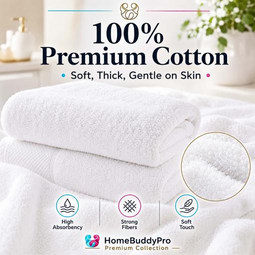 100% Cotton Extra Large Bath Towel, Hotel-Style Soft Absorbent Tuala Mandi - image 3