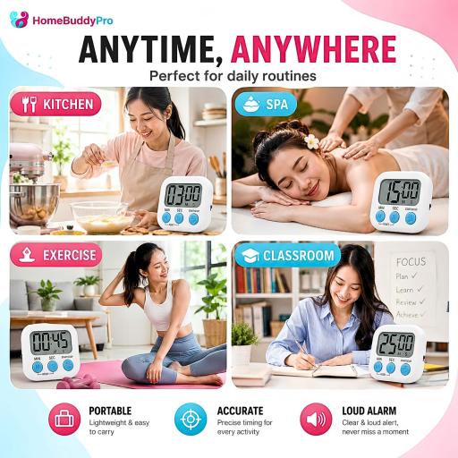 Magnetic LCD Digital Timer Alarm Clock Baking Cooking Medicine Countdown Jam Randik Elektronik - image 6