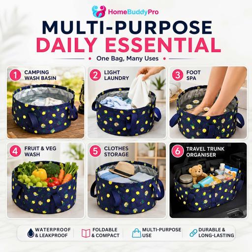 Foldable Waterproof Travel Wash Basin Bag for Foot Soak, Laundry, Haji & Umrah - image 3
