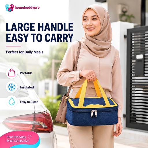 HomeBuddyPro Insulated Lunch Bag Waterproof Thermal Beg Bekal Makanan Aluminium Foil Cooler Bag - image 8