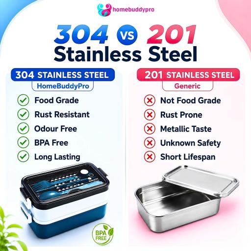 304 Stainless Steel Double Layer Lunch Box with Insulated Bag, 1.5L Bekas Makanan Tahan Panas - image 7