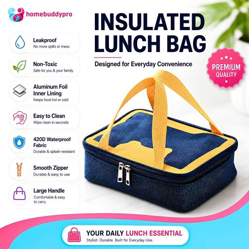 HomeBuddyPro Insulated Lunch Bag Waterproof Thermal Beg Bekal Makanan Aluminium Foil Cooler Bag - image 7