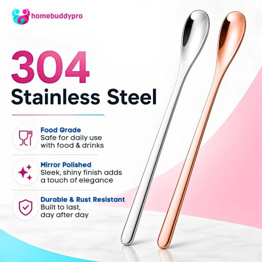 304 Stainless Steel Spoon Stirrer Long Spoon Stirrer Japanese Stirring Spoon Coffee Spoon Stirrer - image 4