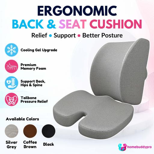 HomeBuddyPro Memory Foam Lumbar Support Cushion for Office Chair & Car, Ergonomic Back Cushion - image 1