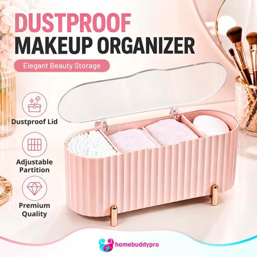 Dustproof Makeup Organizer Box with Transparent Cover, Cosmetic Storage Holder - image 1