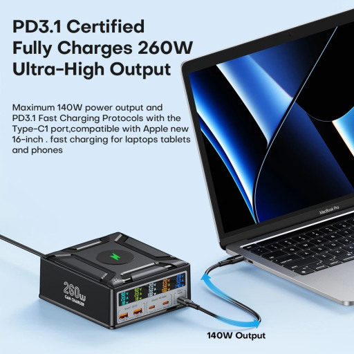 260W Gan PD USB Wireless Charger - image 3
