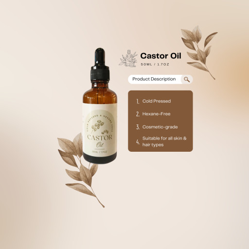 Castor Oil 100% Cold Pressed Hexane Free 50ml (Refined) - image 1