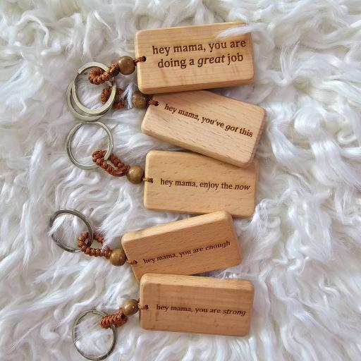 hey mama - Premium Wood Empowerment Keychain - image 1