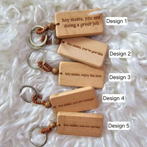 hey mama - Premium Wood Empowerment Keychain - image 4