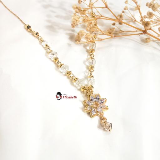 Lady Florence Floral Zircon Diamond Pendant Necklace - image 1
