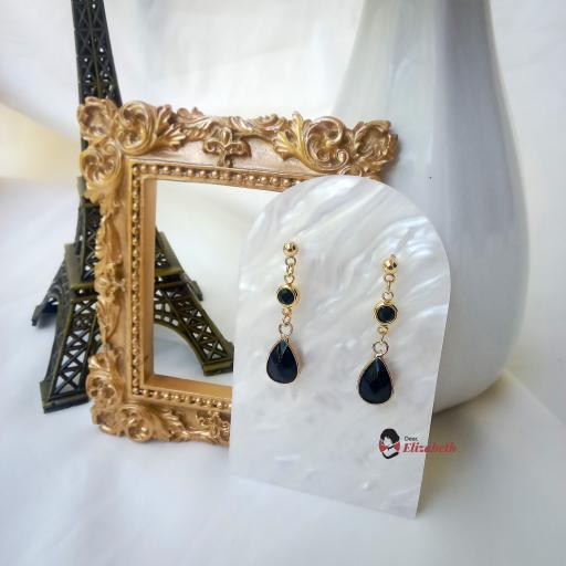Lady Agatha Black Agate Stone Crystal Necklace Set - image 5