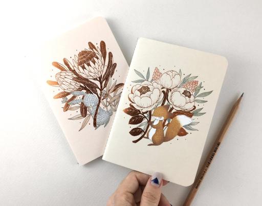 Copper Foil Botanical Pocket Notebook - King Protea & David Austin | Botanical Collection (Minor Defect Sale) - https://hitpay-production.s3.ap-southeast-1.amazonaws.com/products/9df6edcc46d74560b4d015e3f3e07bc6.jpeg