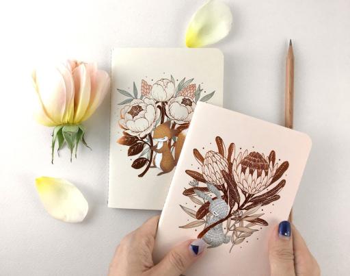 Copper Foil Botanical Pocket Notebook - King Protea & David Austin | Botanical Collection (Minor Defect Sale) - https://hitpay-production.s3.ap-southeast-1.amazonaws.com/products/9df6edccc9a44ac0a0afec395b9b40ee.jpeg
