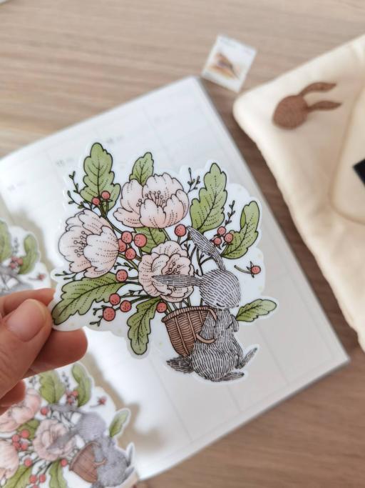 Rabbit's Blooming Basket - Waterproof Sticker - https://hitpay-production.s3.ap-southeast-1.amazonaws.com/products/9df71fdcee904b3b818c376415aa55ec.jpeg
