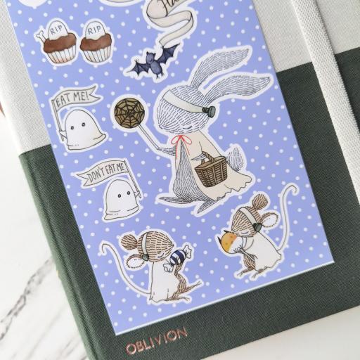 Happy Halloween, Rabbit Frankenstein - Halloween Waterproof Sticker Sheet - https://hitpay-production.s3.ap-southeast-1.amazonaws.com/products/9df72121af7b40a7b337976377b243f4.jpeg