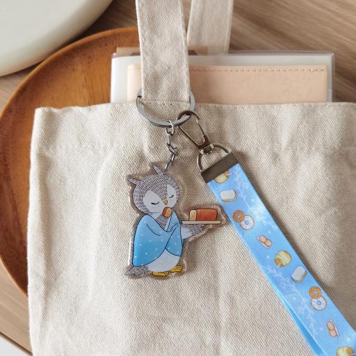 Owl & Orange Pound Cake - Wristlet Lanyard & Double Sided on Clear Acrylic Keychain - image 4