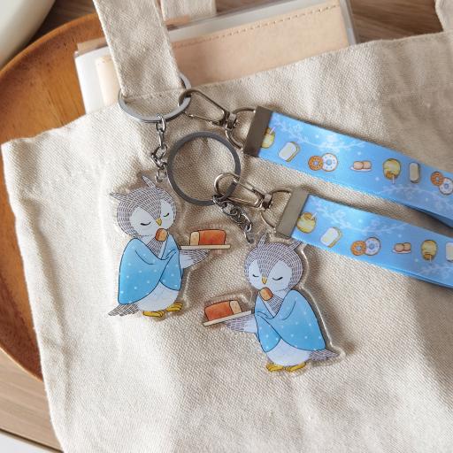 Owl & Orange Pound Cake - Wristlet Lanyard & Double Sided on Clear Acrylic Keychain - image 2