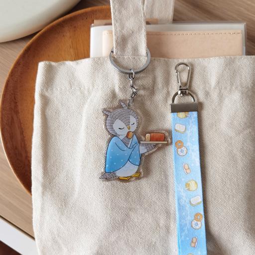 Owl & Orange Pound Cake - Wristlet Lanyard & Double Sided on Clear Acrylic Keychain - image 6
