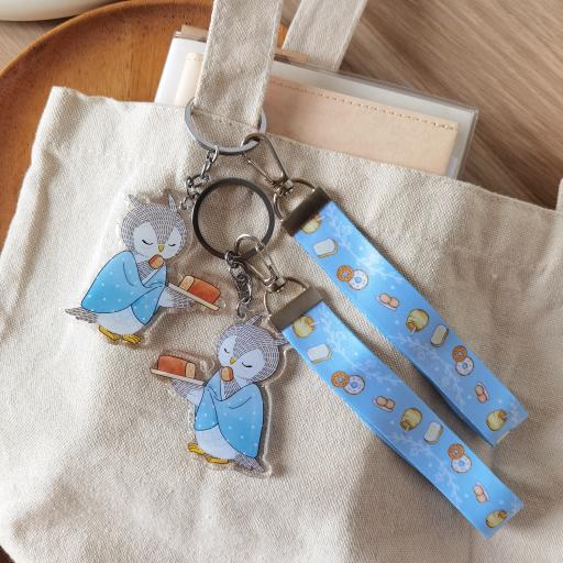 Owl & Orange Pound Cake - Wristlet Lanyard & Double Sided on Clear Acrylic Keychain - image 3