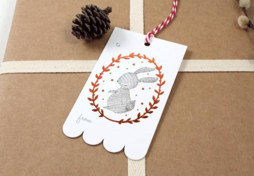Rabbit Wreath - Copper Foil Christmas Gift Tags - https://hitpay-production.s3.ap-southeast-1.amazonaws.com/products/9dfb3d11172f4a4494c18861cc63b220.jpeg