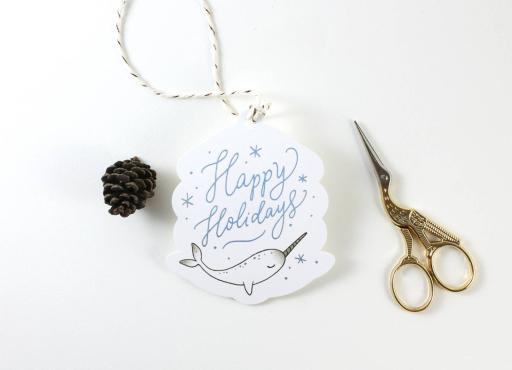 Happy Holidays Narwhal - Holographic Foil Christmas Gift Tags (Special Discount) - image 4