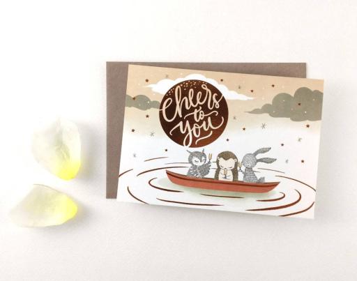 Cheers To You - Copper Foil Greeting Card - image 2