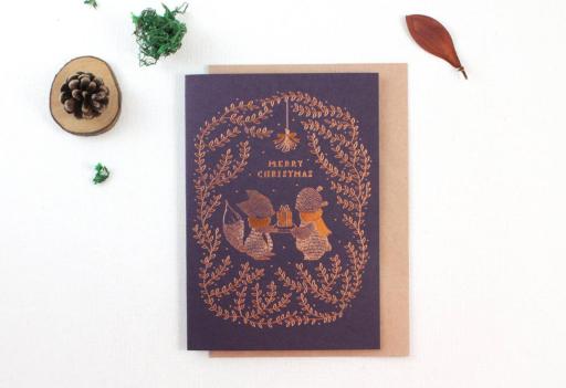Merry Christmas - Copper Foil Christmas Greeting Card - image 1