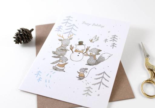 Happy Holidays Snowbear - Holographic Foil Christmas Greeting Card - image 2