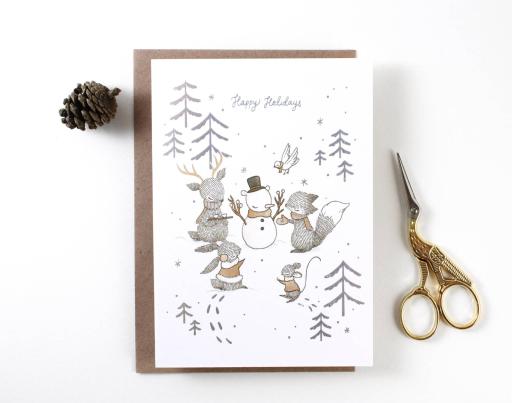 Happy Holidays Snowbear - Holographic Foil Christmas Greeting Card - image 1