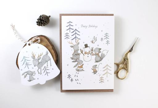 Happy Holidays Snowbear - Holographic Foil Christmas Greeting Card - image 5