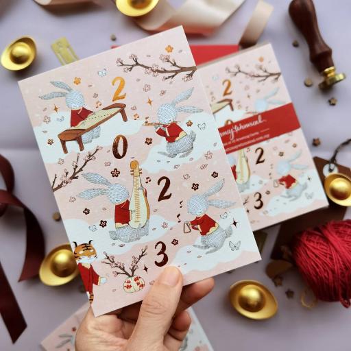 Special Edition CNY Card - Rabbit Year 2023 - Set of 10 Copper Foil Greeting Card - https://hitpay-production.s3.ap-southeast-1.amazonaws.com/products/9e0afcb945534d918fd5ad166b681941.jpeg