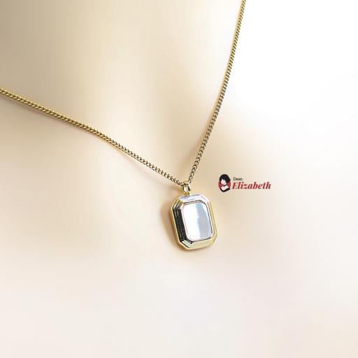 Rectangle Shell Pendant Necklace - image 2