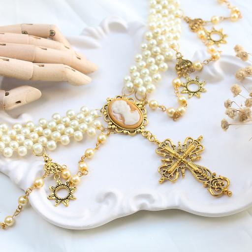 Duchess Alcesta Gothic Cross Maurica Pearl Choker - image 2
