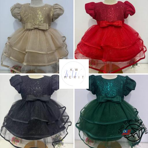 Dress New Baby Girl Birthday Flower Girl Wedding Dress Gaun Budak Perempuan - image 1