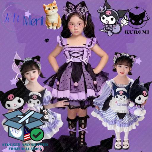 Sanrios Kuromi Cartoon Children Princess Dress Cute Girl Summer Lace Fluffy Dress Anime Lolita Cosplay Clothing Birthday - https://hitpay-production.s3.ap-southeast-1.amazonaws.com/products/9e3f53aa621d4de3a638fe259d977f8e.jpeg