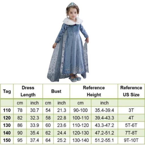 Kids Girls Frozen Queen Elsa Princess Dress Costume Party Fancy Dress - image 5