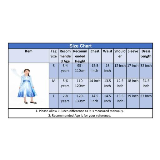 Kids Girls Frozen Queen Elsa Princess Dress Costume Party Fancy Dress - image 3