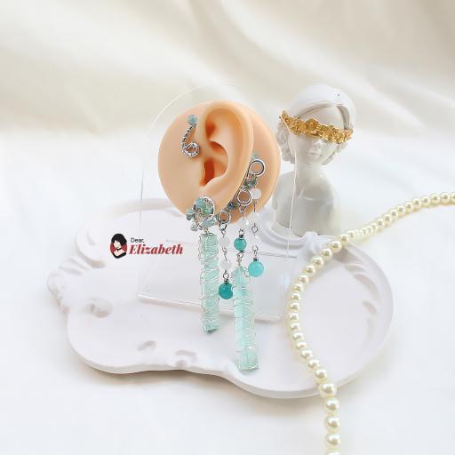 Saffiramen Ocean Blue Resin Crystals Ear Cuffs - image 1