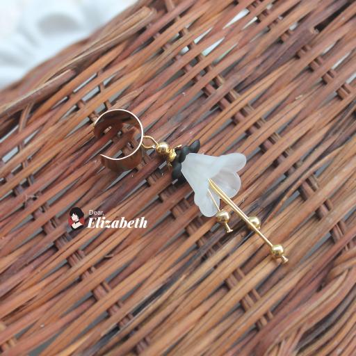 White Lily Dangling Flower Ear Cuff - image 3