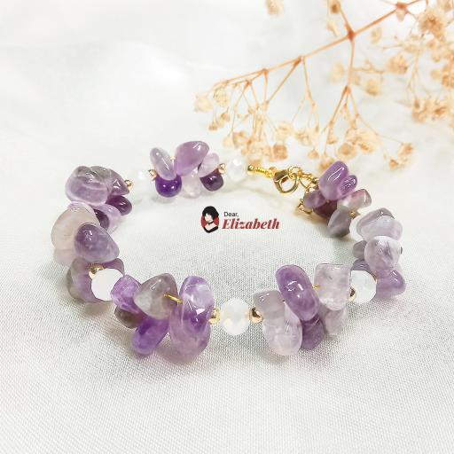 Amethyst Chips & Jasper Crystals Wire Bracelet - image 4