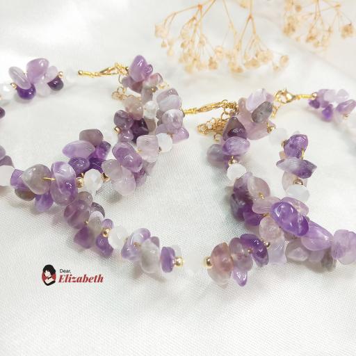 Amethyst Chips & Jasper Crystals Wire Bracelet - image 3