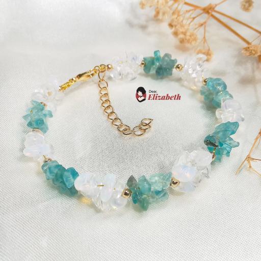 Dainty Pyroxene Jadeite & Opal Chipstones Wire Bracelet - image 4